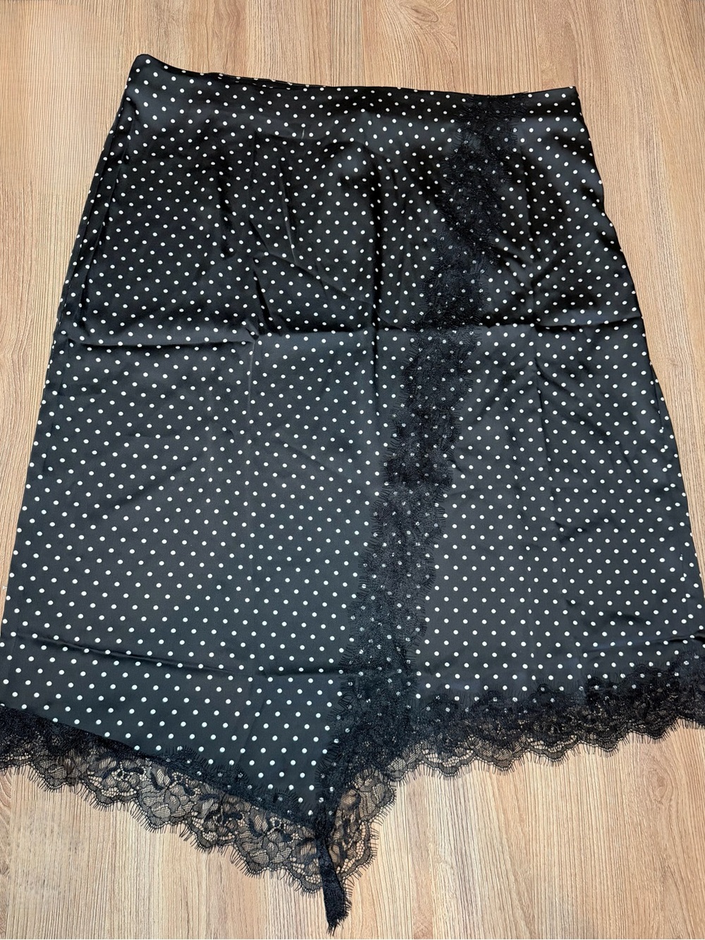 Black Polka Dot Lace-Trim Half Slip - Women's skirt